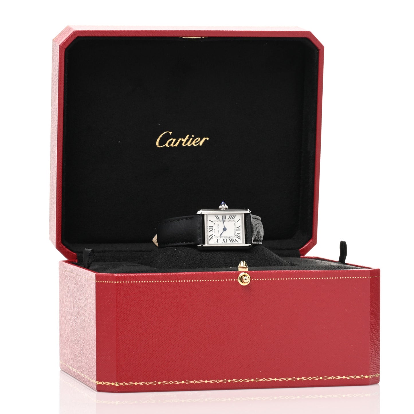 Stainless Steel Calfskin 22mm Must de Cartier Tank Quartz Watch