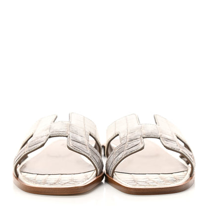 Hermes Matte Niloticus Crocodile Himalaya Oran Sandals 36 Blanc 2 of 9