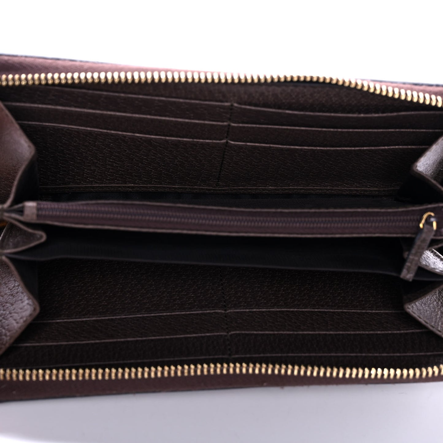 GG Supreme Monogram Web Ophidia Zip Around Wallet Brown