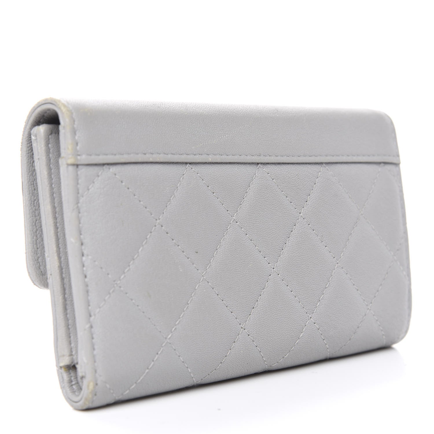 Chanel Lambskin Quilted CC Box Flap Wallet Grey 3 of 11
