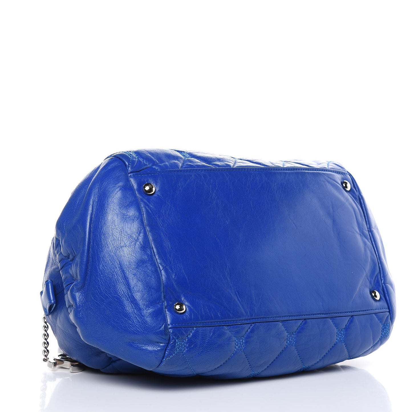 Lambskin Quilted Hidden Chain Bowler Blue