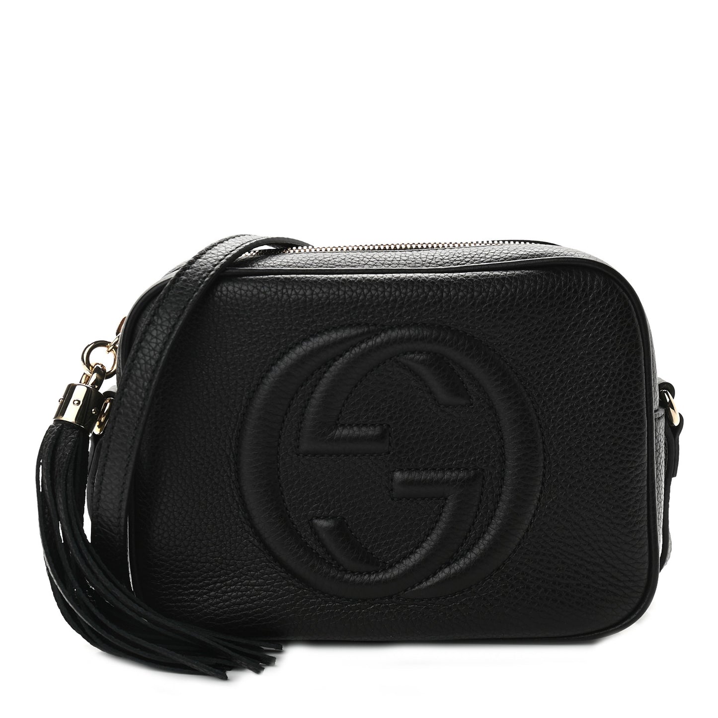 Pebbled Calfskin Small Soho Disco Bag Black