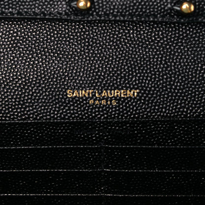 Saint Laurent Grain De Poudre Matelasse Chevron Monogram Chain Wallet Black 4 of 8