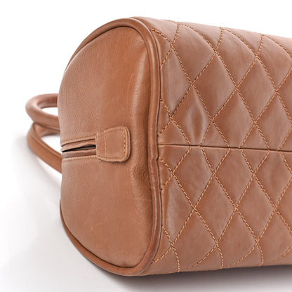 Chanel Calfskin Quilted Small Bowler Brown 20 of 23