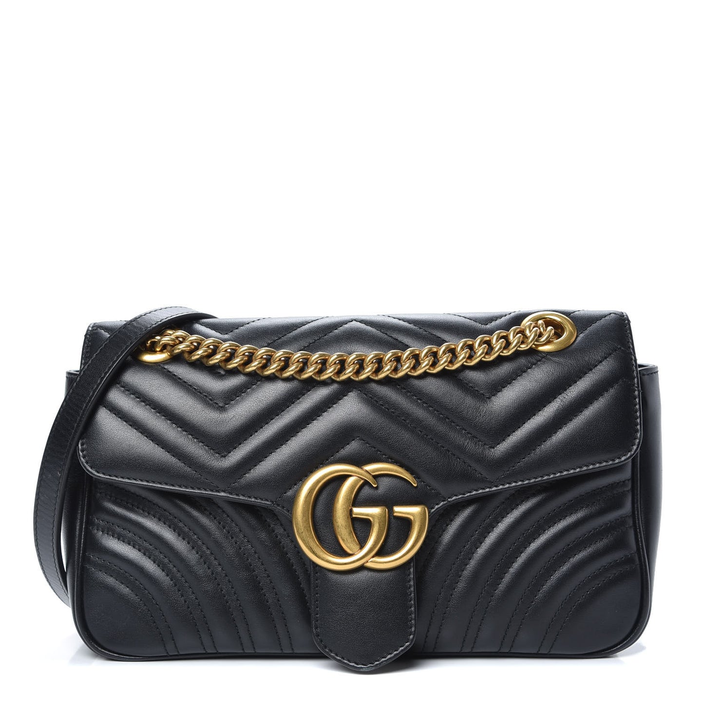 Calfskin Matelasse Small GG Marmont Shoulder Bag Black