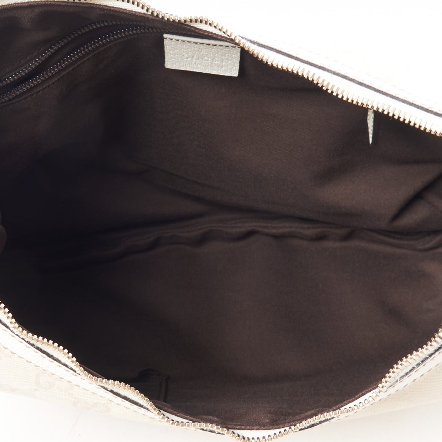 Monogram Web Medium Half Moon Hobo White