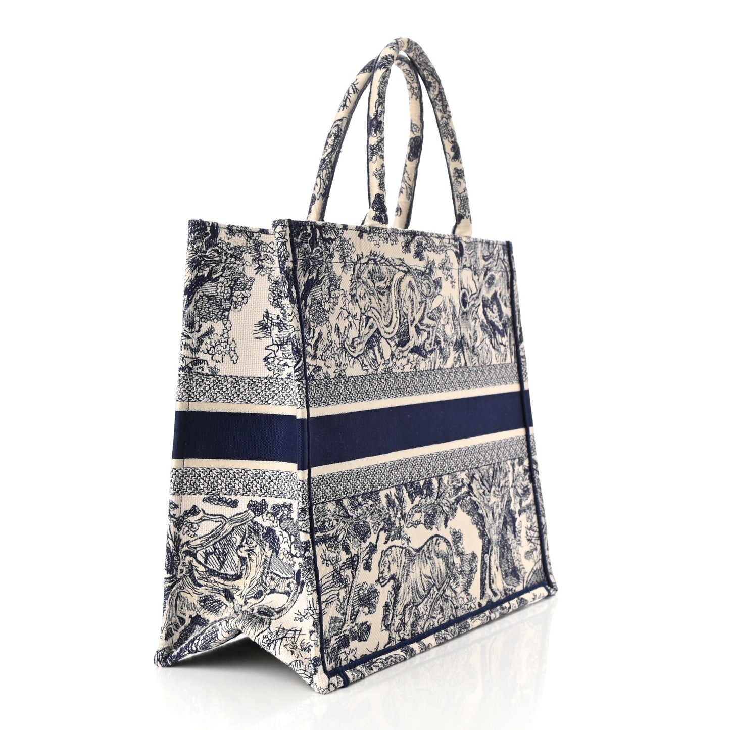 Canvas Embroidered Large Dioriviera Toile De Jouy Book Tote Blue