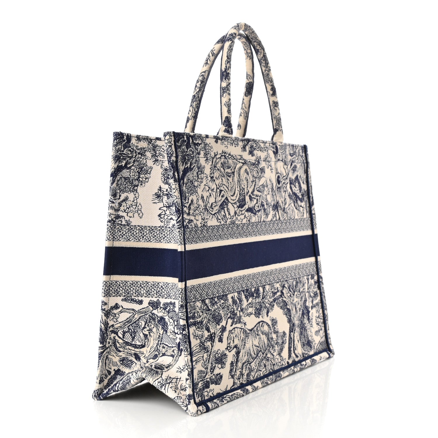 Christian Dior Canvas Embroidered Large Dioriviera Toile De Jouy Book Tote Blue 3 of 12