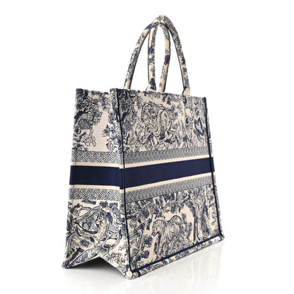 Christian Dior Canvas Embroidered Large Dioriviera Toile De Jouy Book Tote Blue 3 of 12