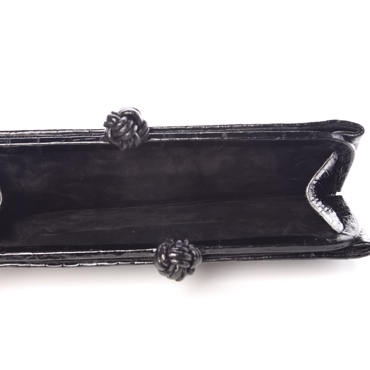 Nancy Gonzalez Glossy Crocodile Knot Top Clutch Black 5 of 6