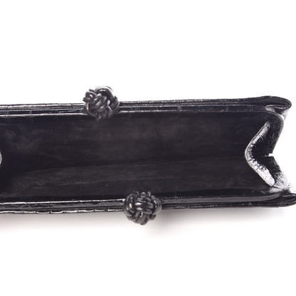 Nancy Gonzalez Glossy Crocodile Knot Top Clutch Black 5 of 6