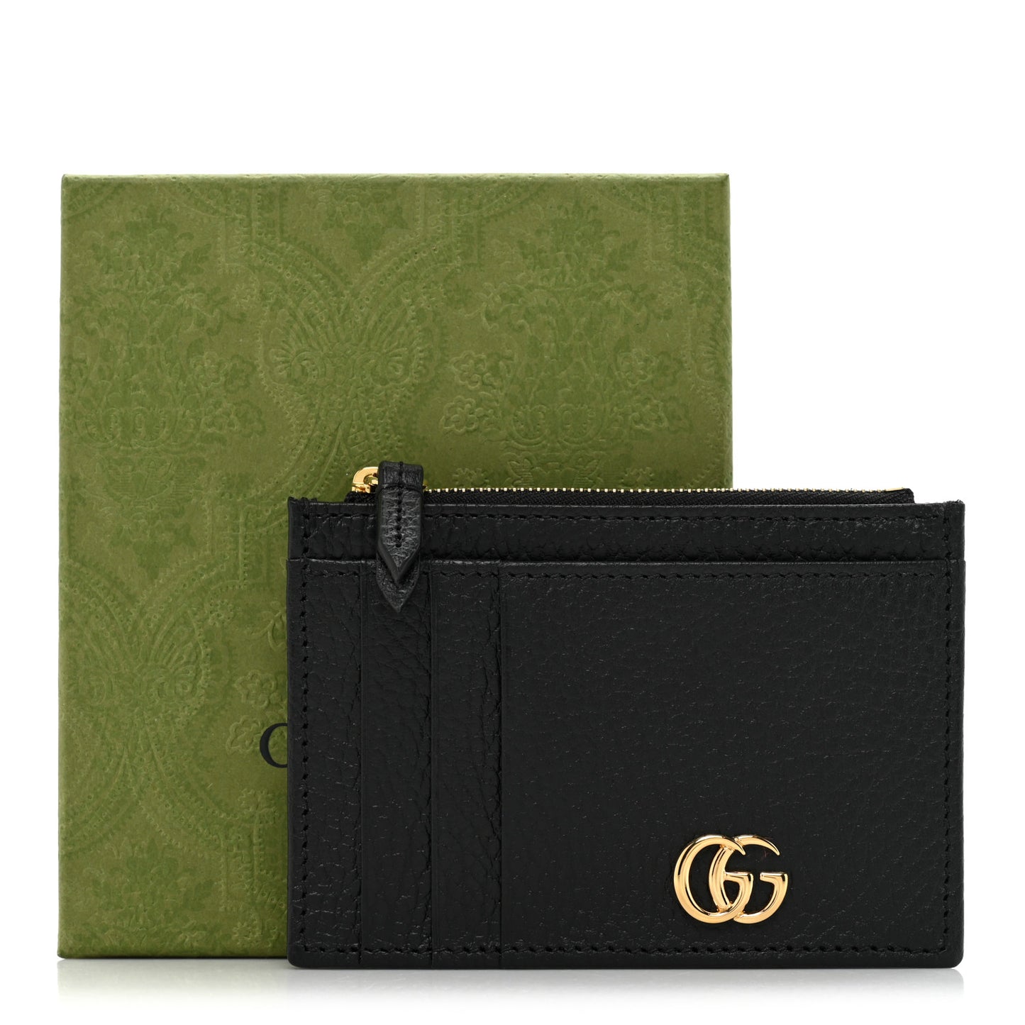 Dollar Calfskin GG Marmont Coin Case Card Holder Black