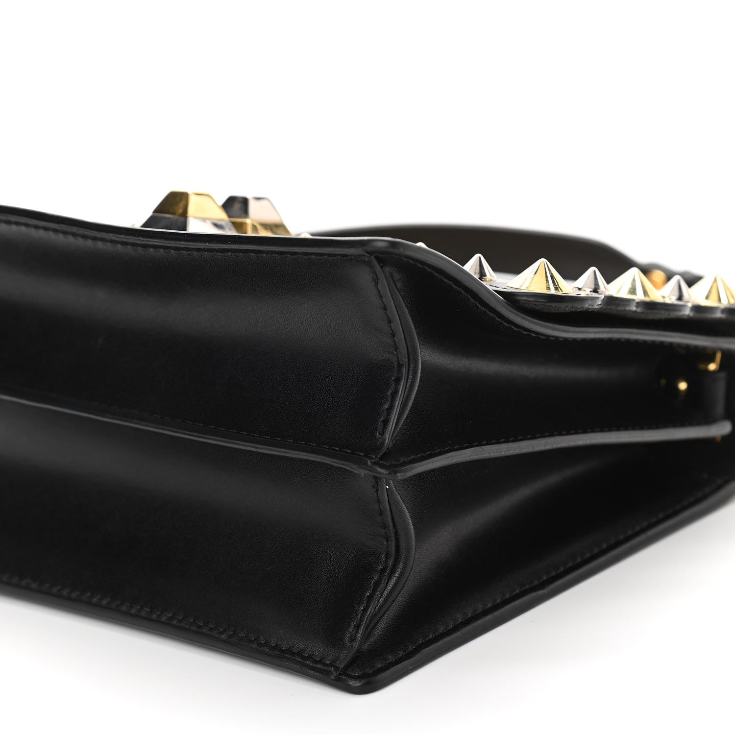 Fendi Vitello Liberty Metal Scalloped Multi Studded Small Kan I Shoulder Bag Black 11 of 11