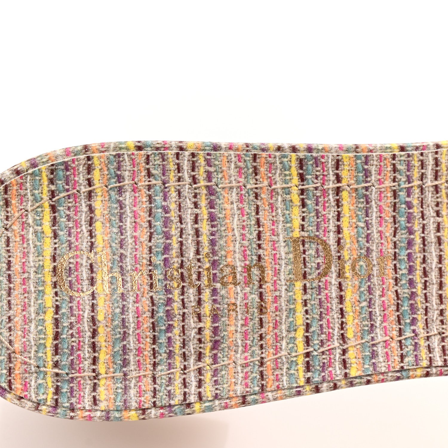 Christian Dior Lurex Romance Embroidered Dway 40mm Slide Sandals 36.5 Metal Multicolor 8 of 10