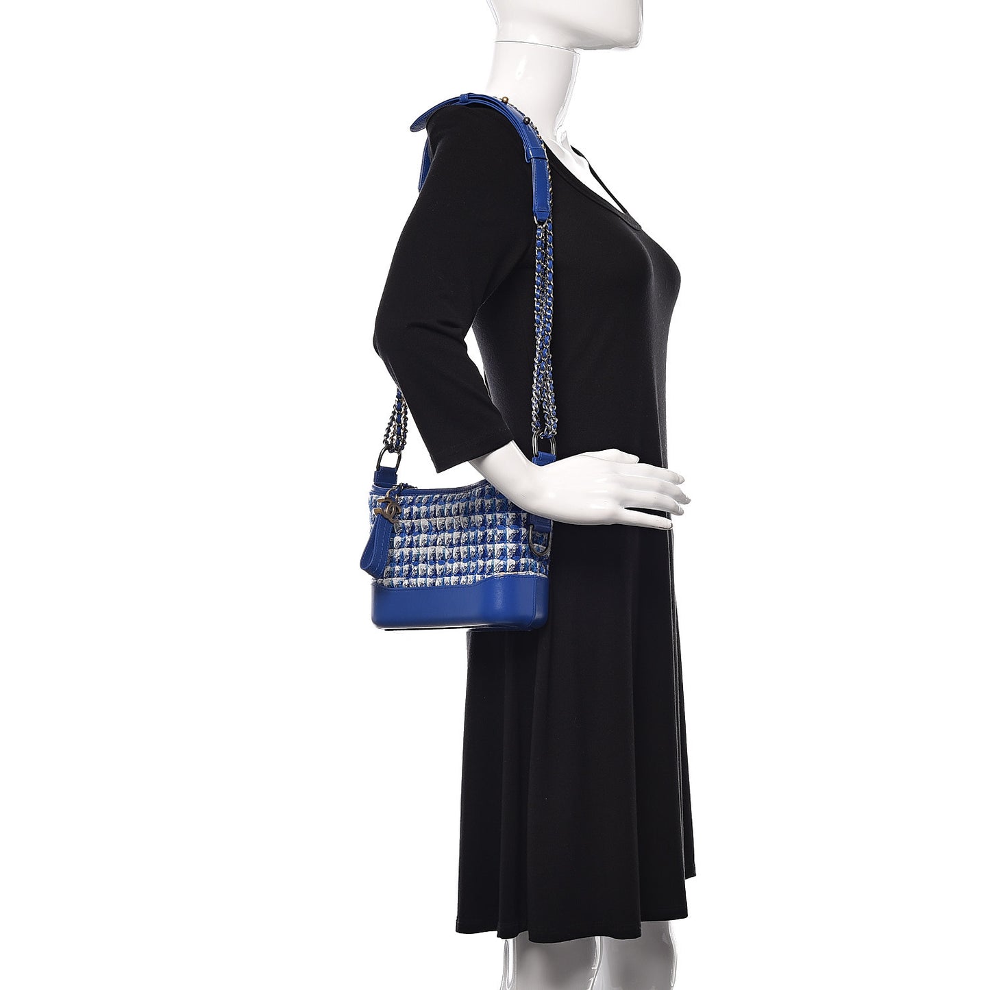 Tweed Calfskin Small Gabrielle Hobo Royal Blue