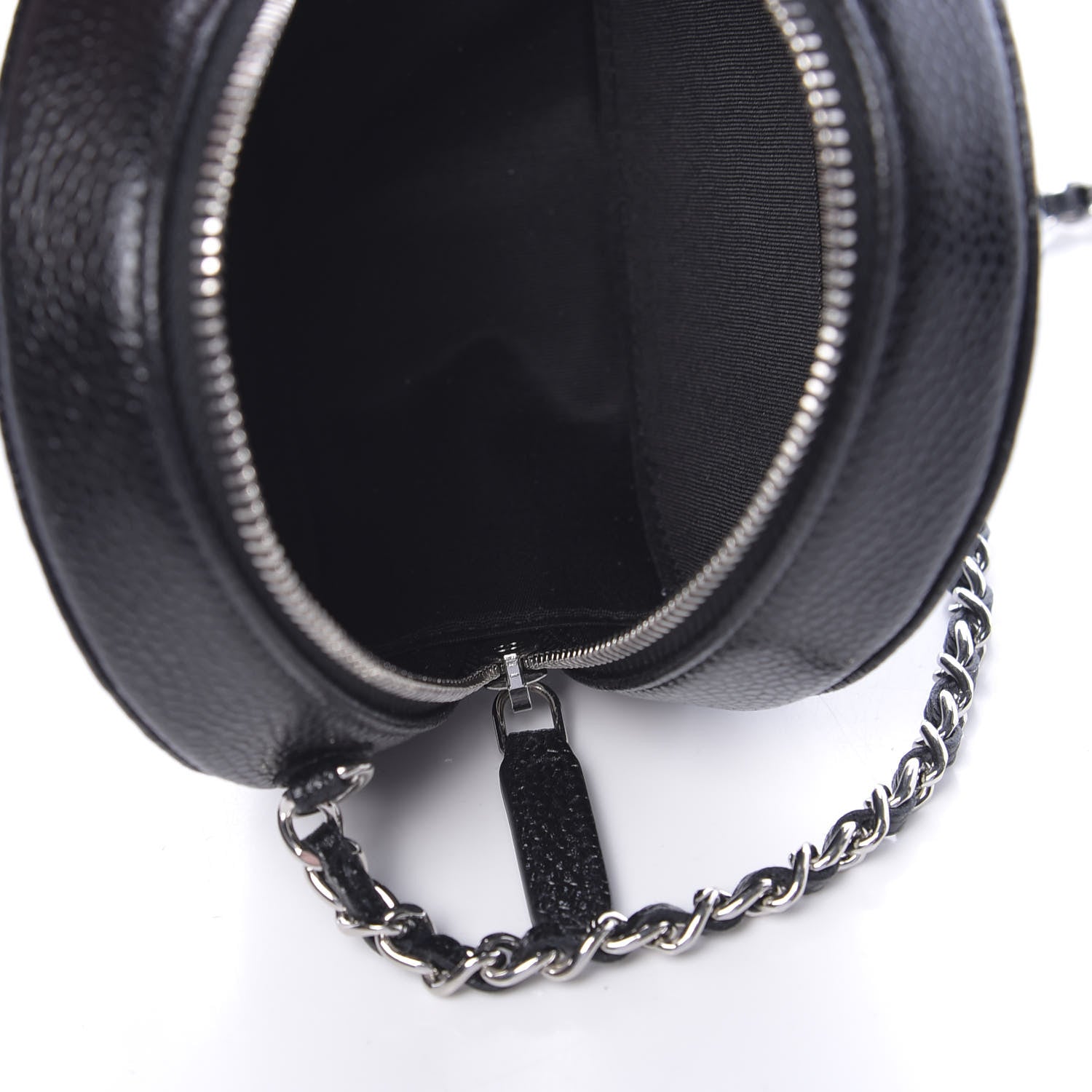 Chanel Caviar Camellia Embossed Round Clutch With Chain Black 5 of 11