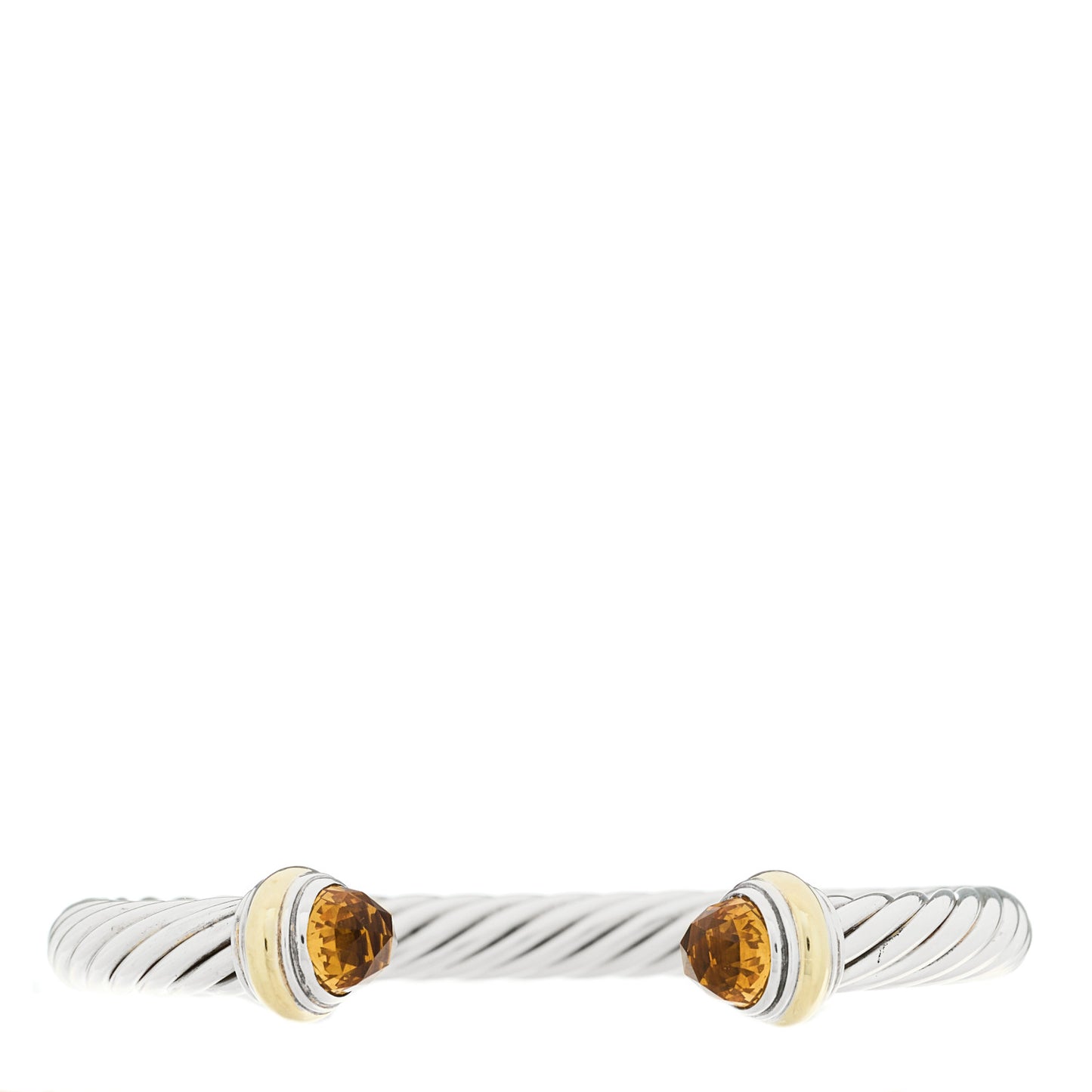 Sterling Silver 14K Yellow Gold Citrine 7mm Cable Classics Bracelet