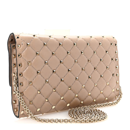 Valentino Garavani Lambskin Rockstud Spike Wallet on Chain Poudre 3 of 9