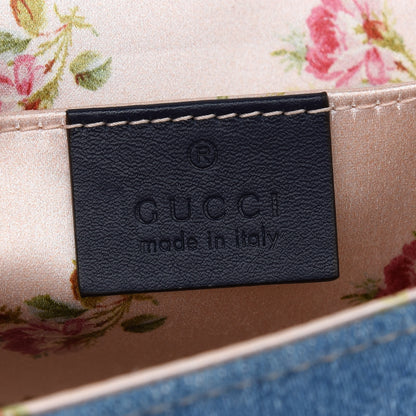 Gucci Denim Matelasse Mini Pearly GG Marmont Shoulder Bag Blue 6 of 9