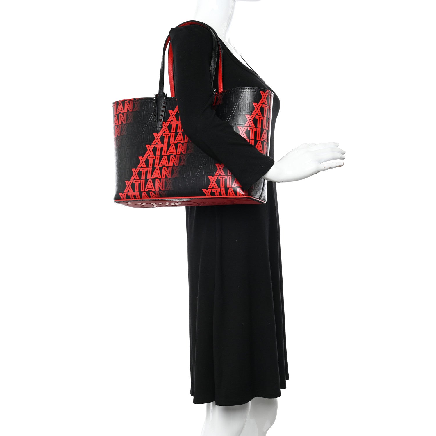 Christian Louboutin Calfskin Xtian Small Cabata Tote Black Loubi 2 of 12