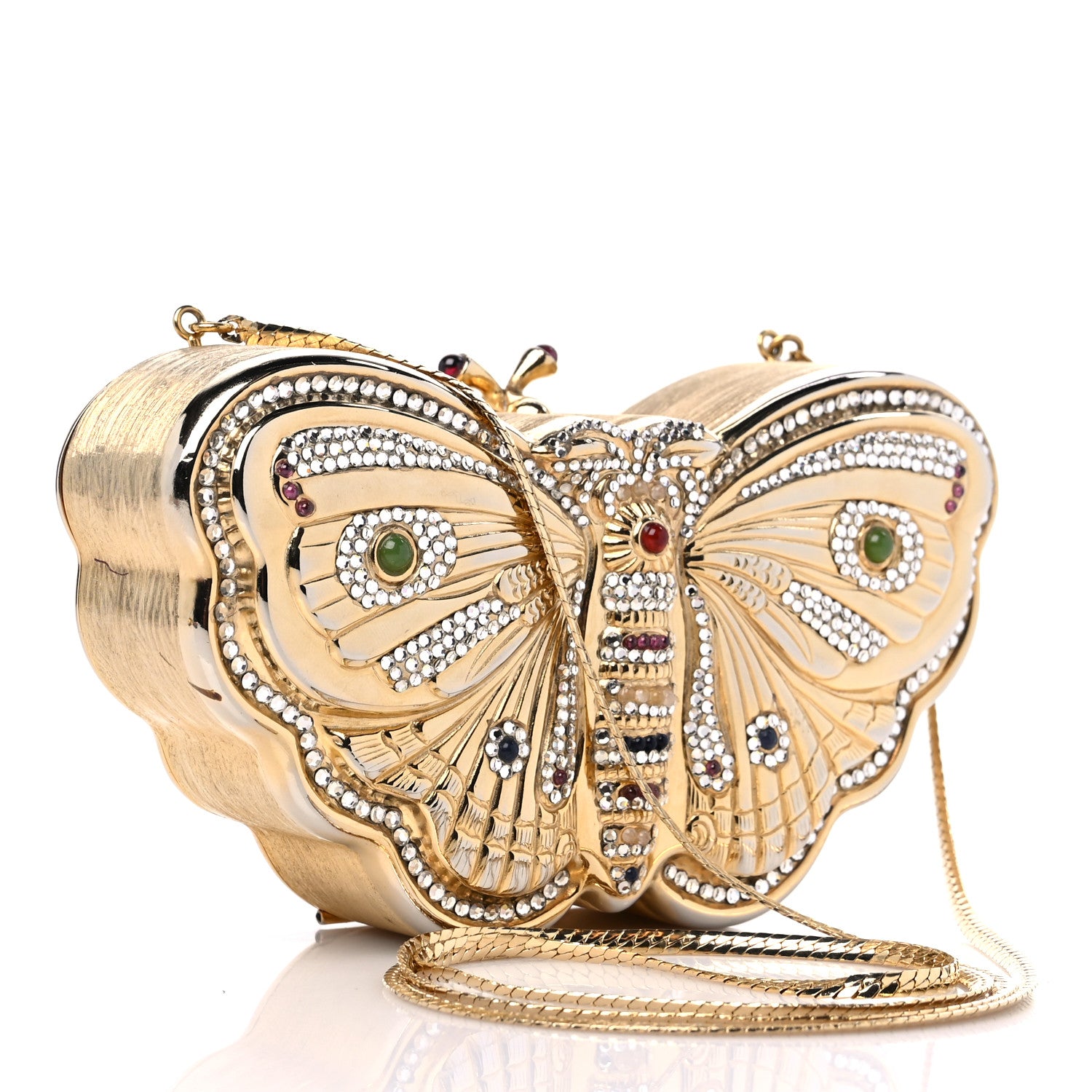 Judith Leiber Crystal Butterfly Celestrina Minaudiere Clutch Gold 4 of 10