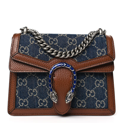 Gucci New Denim GG Monogram Dollar Calfskin Enamel Mini Dionysus Shoulder Bag Blue Tea Cuir Epilog Electric Blue 1 of 9