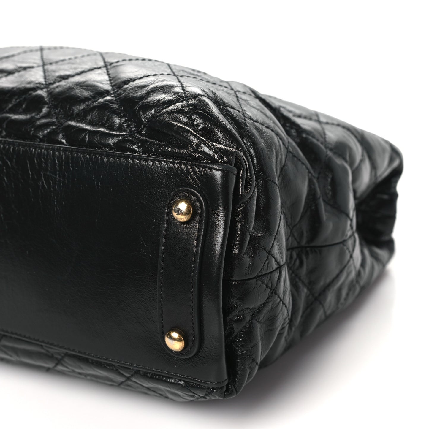 Glazed Calfskin Stingray Large Bindi CC Tote Black