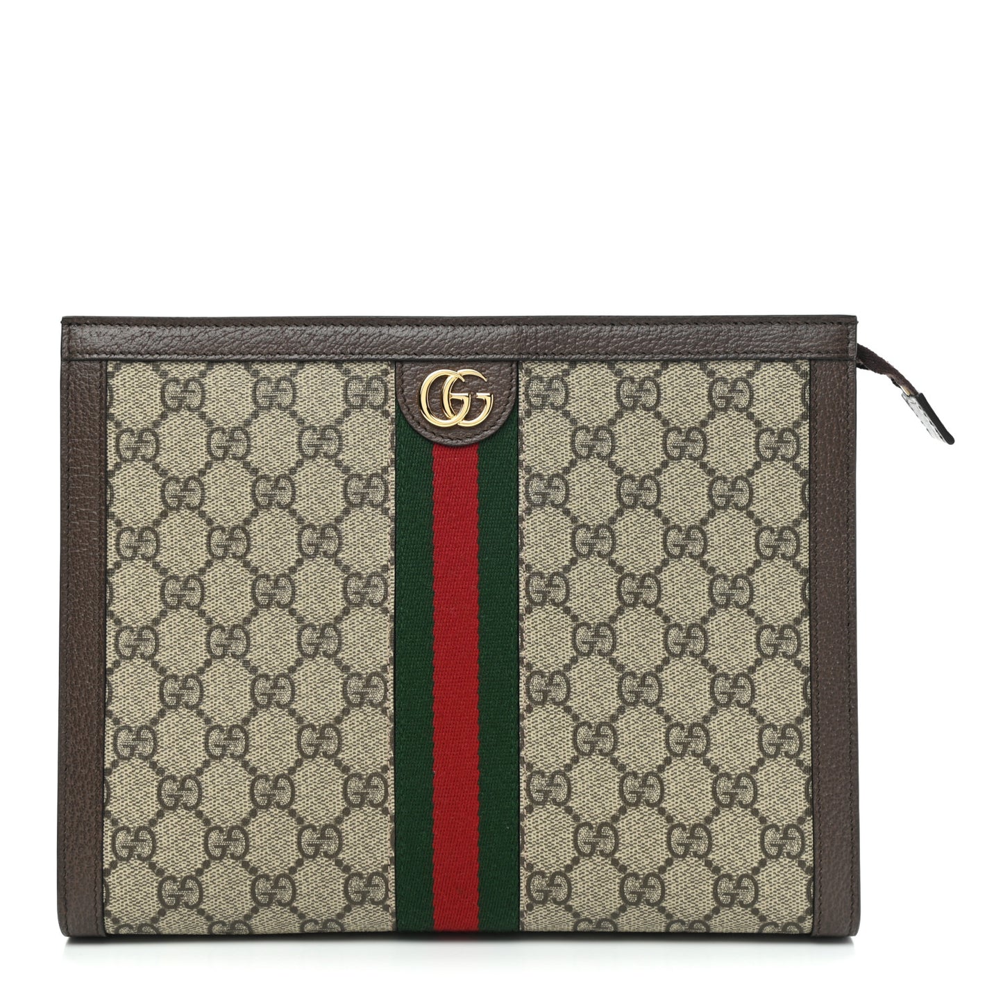 GG Supreme Monogram Web Ophidia Pouch Brown
