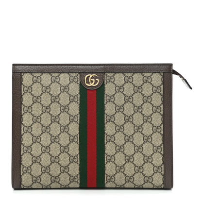 Gucci GG Supreme Monogram Web Ophidia Pouch Brown 1 of 7