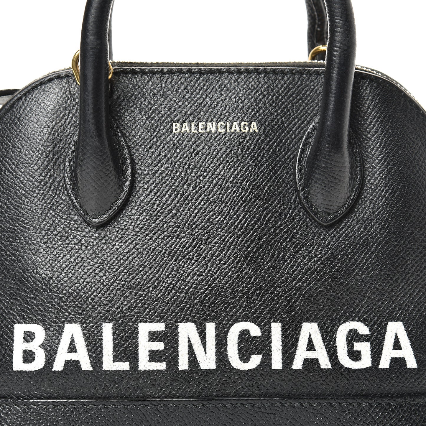 Signature Grained Calfskin XXS Ville Top Handle Bag Black White