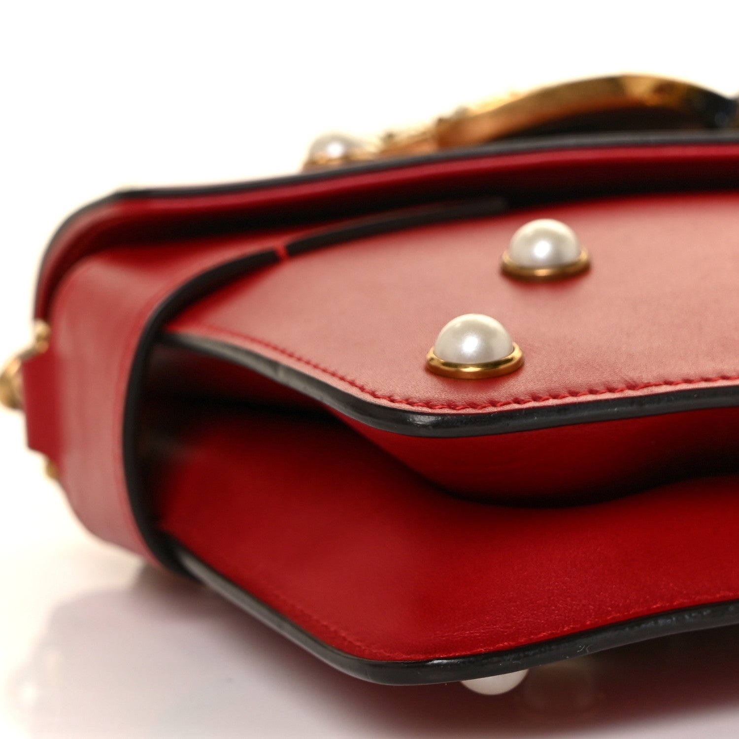 Gucci Calfskin Pearl Queen Margaret Studded Mini Broadway Bag Red 9 of 12