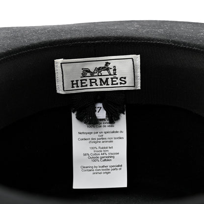 Hermes Rabbit Felt Hampton Hat 57 Black 8 of 10