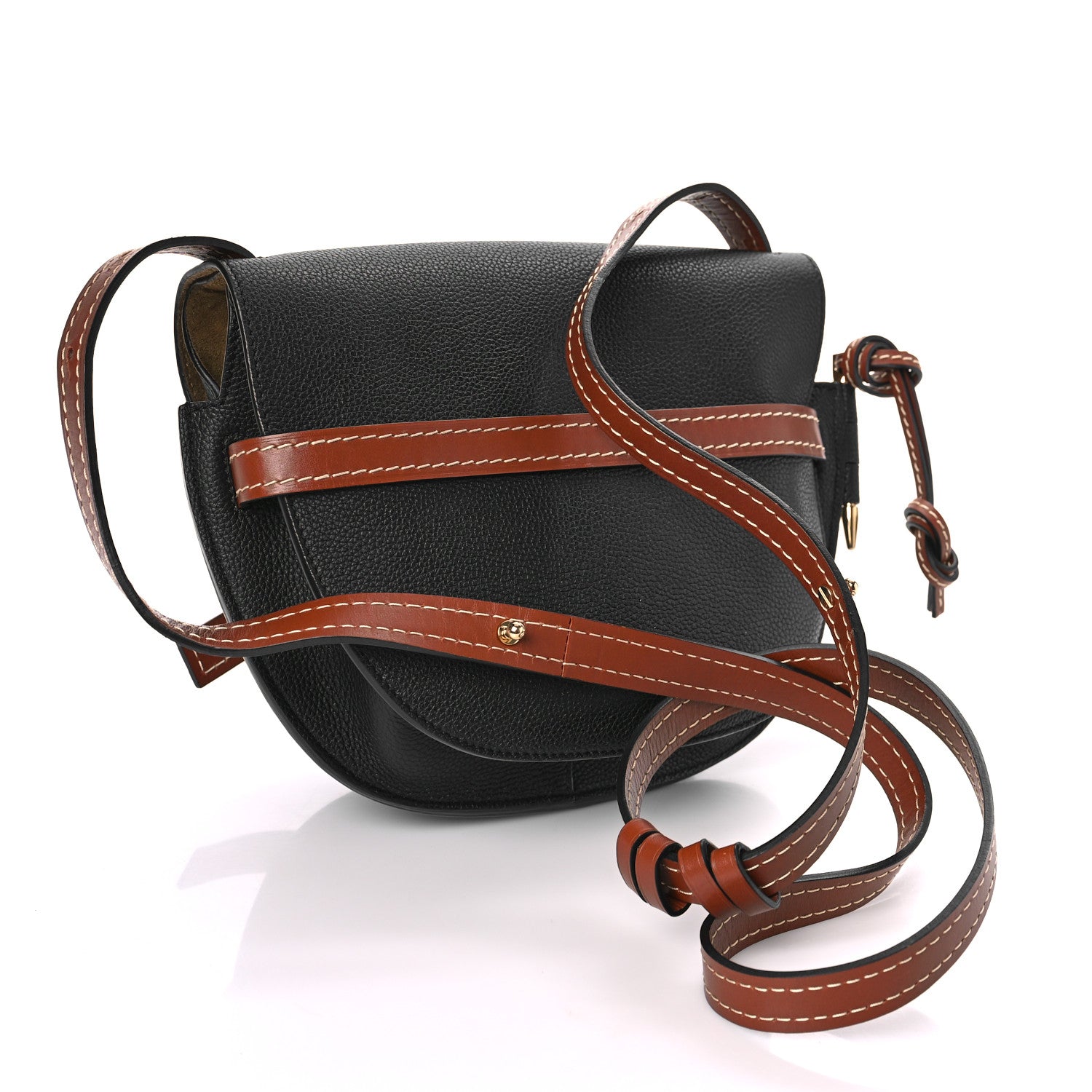 Loewe Grained Calfskin Small Gate Crossbody Bag Pecan Black 3 of 9