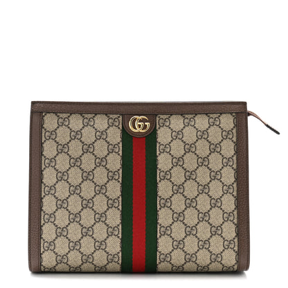 Gucci GG Supreme Monogram Web Ophidia Pouch Brown 1 of 8
