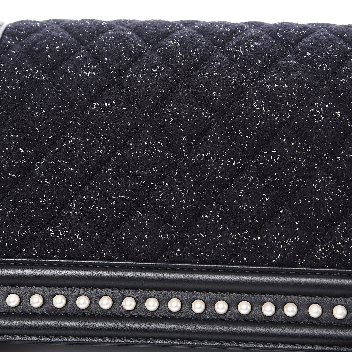 Chanel Calfskin Pearl Tweed Small Boy Flap Black 11 of 12