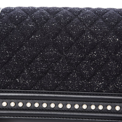 Chanel Calfskin Pearl Tweed Small Boy Flap Black 11 of 12