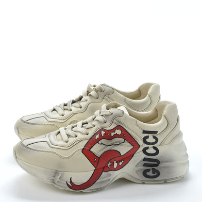 Gucci Calfskin Mouth Print Womens Rhyton Sneakers 36.5 Ivory 3 of 10