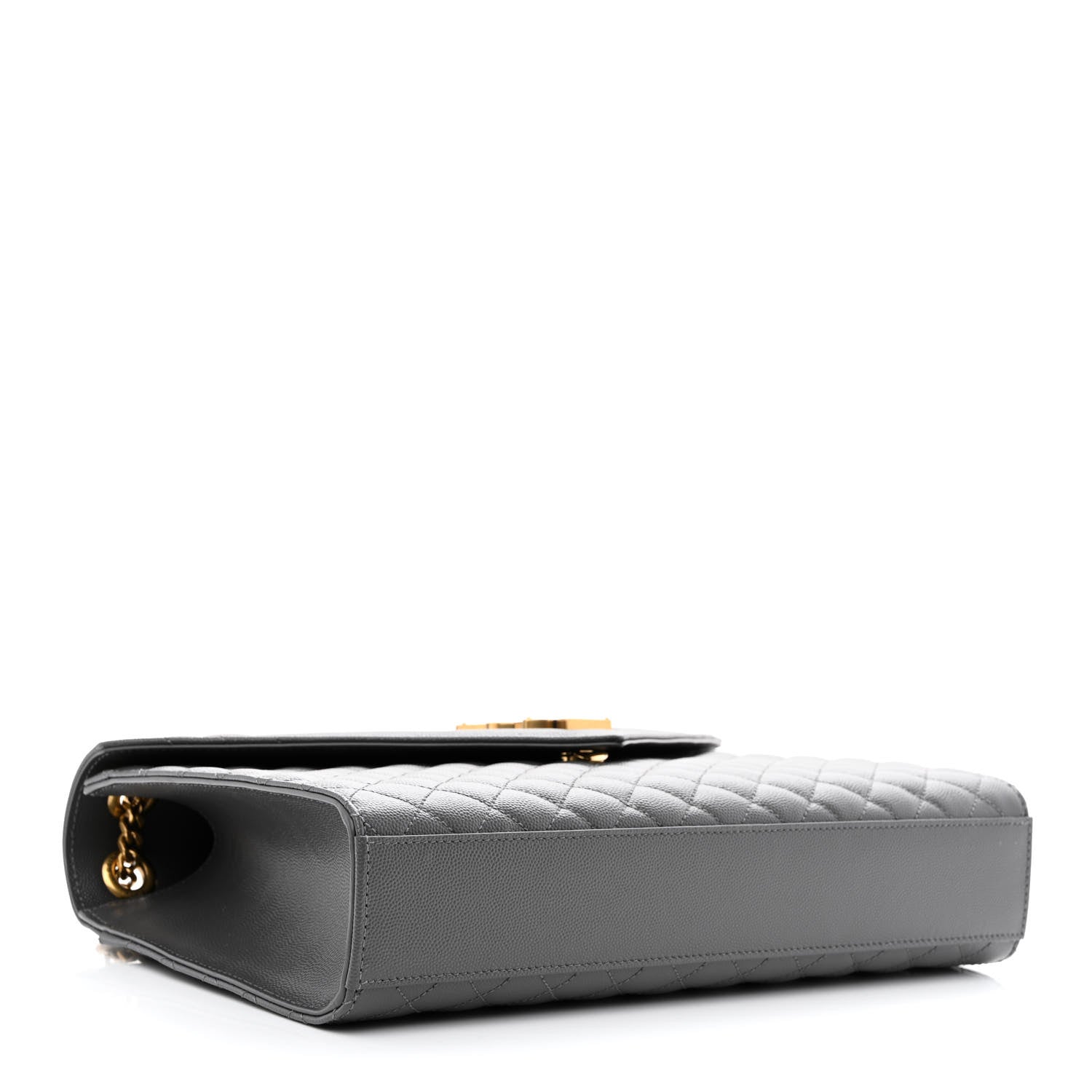 Saint Laurent Grain De Poudre Textured Mixed Matelasse Large Triquilt Monogram Satchel Storm 4 of 10