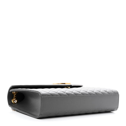 Saint Laurent Grain De Poudre Textured Mixed Matelasse Large Triquilt Monogram Satchel Storm 4 of 10