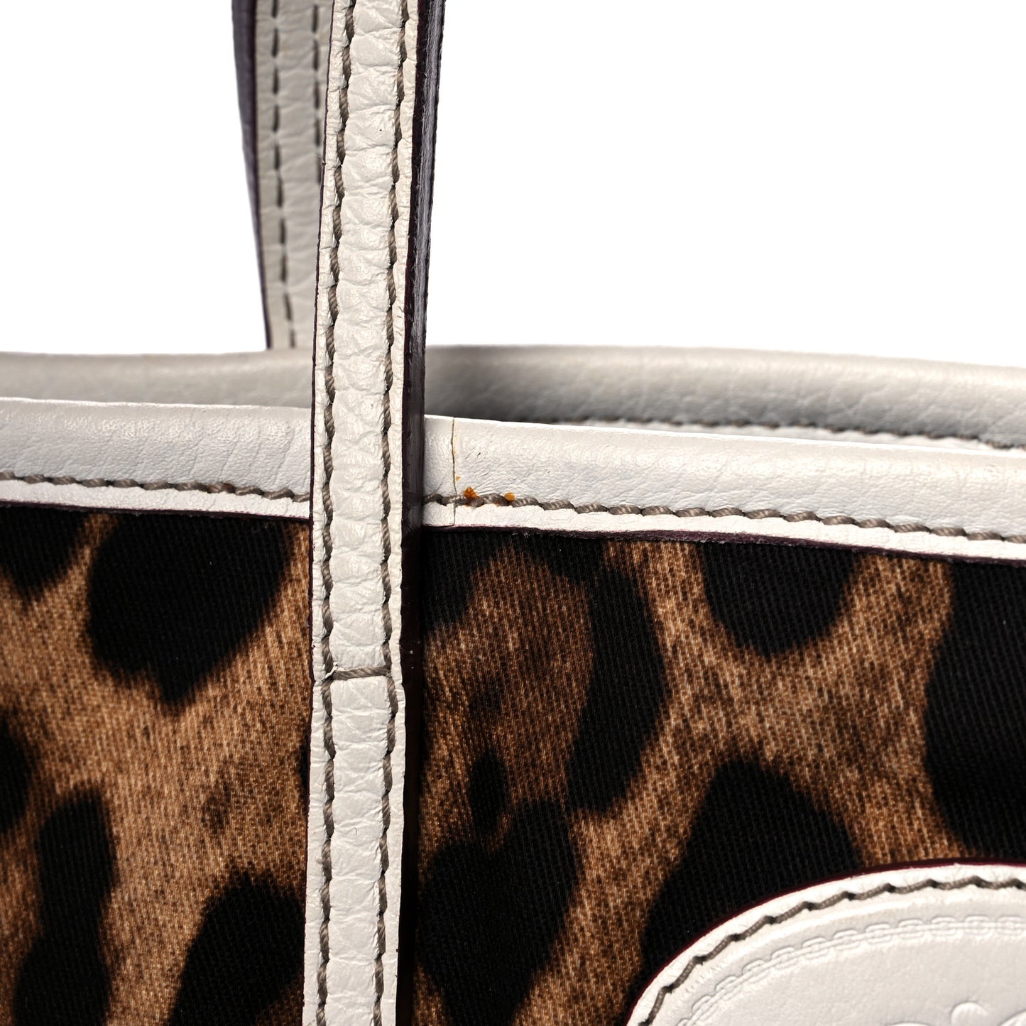 Canvas Leopard Print Medium Tote White