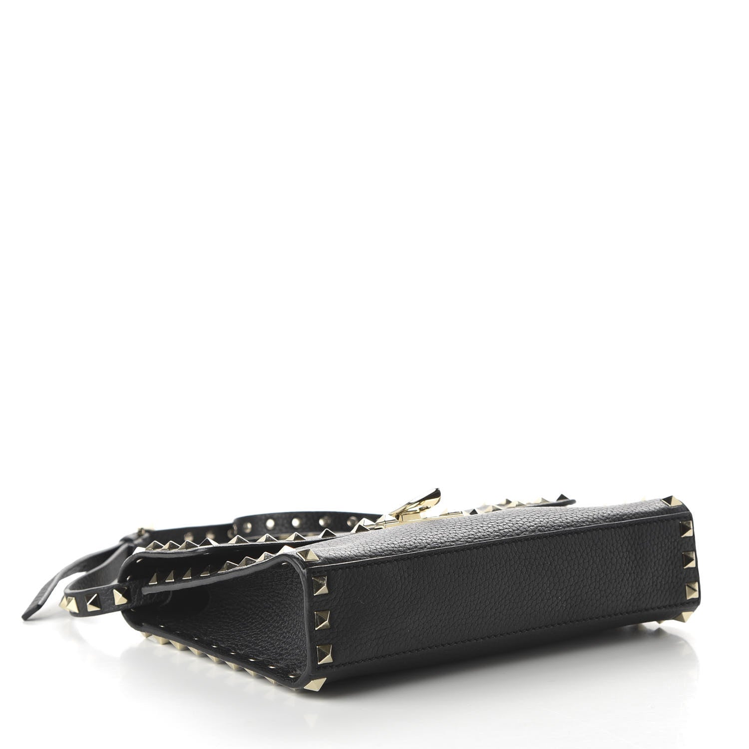 Valentino Garavani Pebbled Calfskin Medium Rockstud Flip Lock Crossbody Bag Black 4 of 9