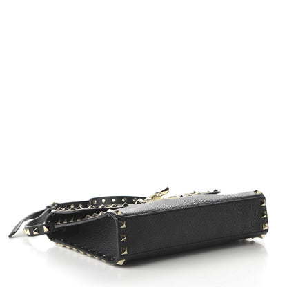 Valentino Garavani Pebbled Calfskin Medium Rockstud Flip Lock Crossbody Bag Black 4 of 9
