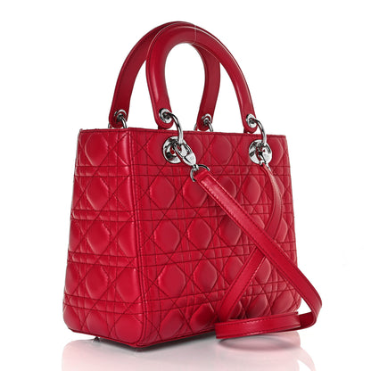 Christian Dior Lambskin Cannage Medium Lady Dior Red 6 of 25