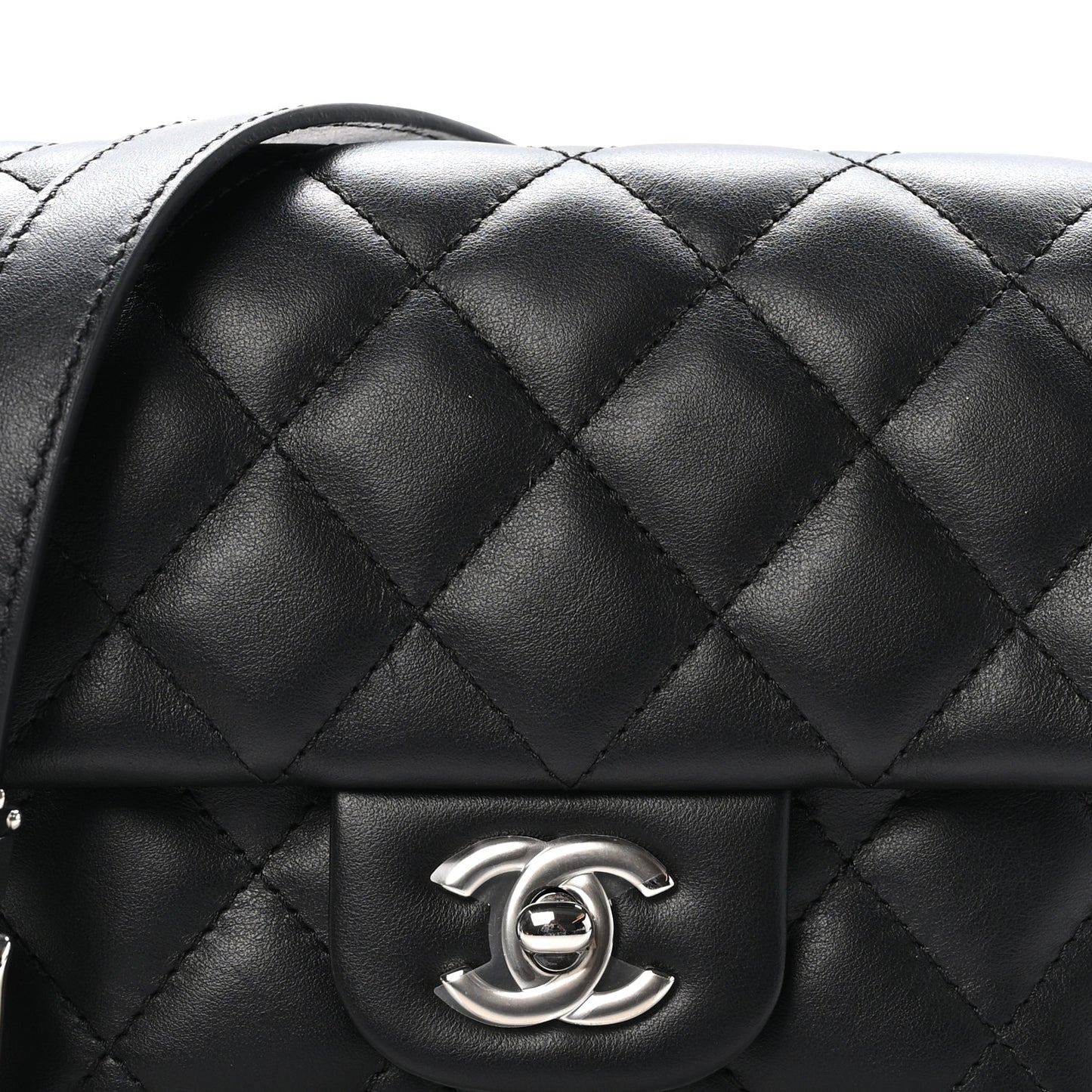 Calfskin Quilted CC Uniform Flap Belt Bag Black