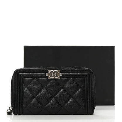 Chanel Caviar Quilted Small Boy Zip Around Wallet Black 10 of 10