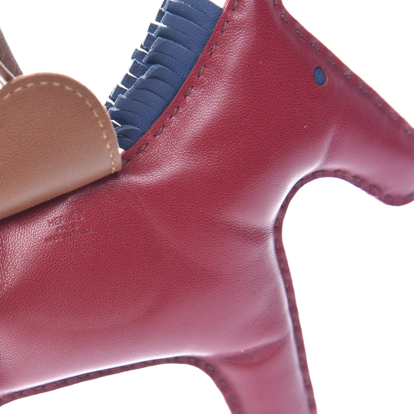 Milo Lambskin Grigri Rodeo Horse Bag Charm GM Rubis Bleu de Malte Fauve