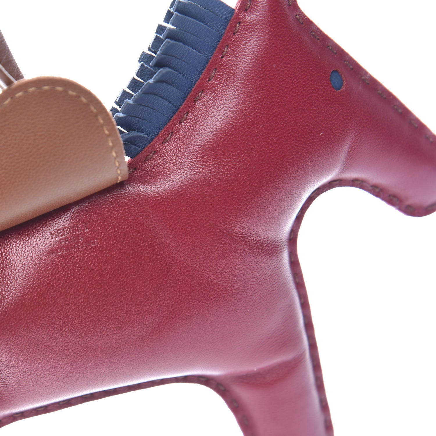 Hermes Milo Lambskin Grigri Rodeo Horse Bag Charm GM Rubis Bleu de Malte Fauve 3 of 3