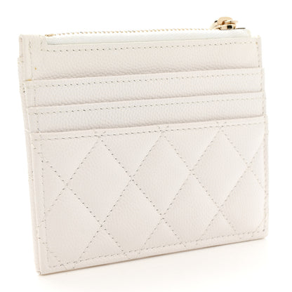 Chanel Caviar Quilted CC Zip Card Holder White 3 of 7