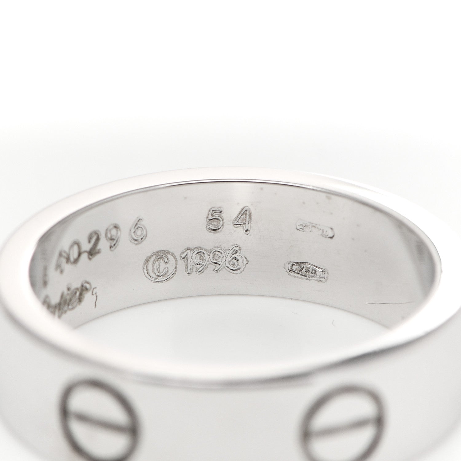 Cartier 18K White Gold 5.5mm LOVE Ring 54 6.75 5 of 5