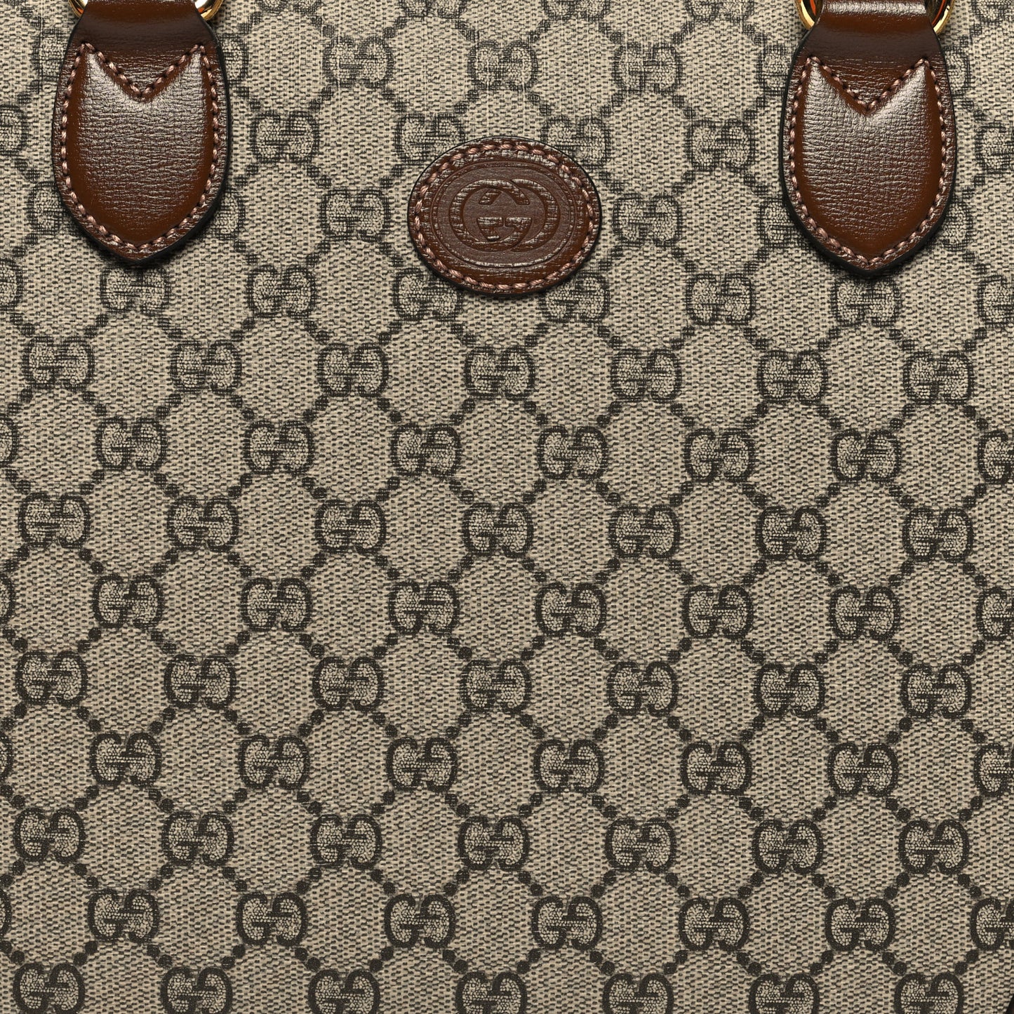 GG Supreme Monogram Azalea Calfskin Retro Interlocking G Duffle Bag Beige Ebony Brown Sugar